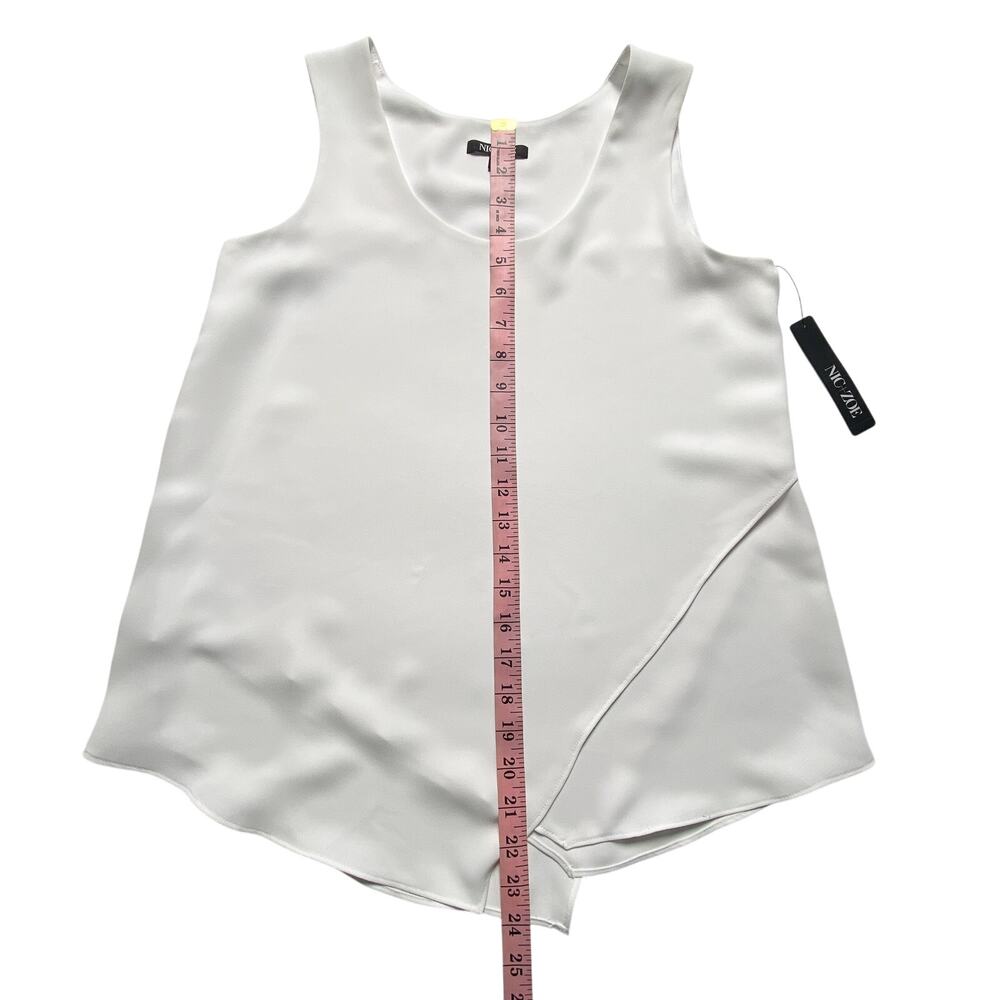 NIC+ZOE White Promenade Top Women XS NWT Asymmetrical Hem - Picture 6 of 11